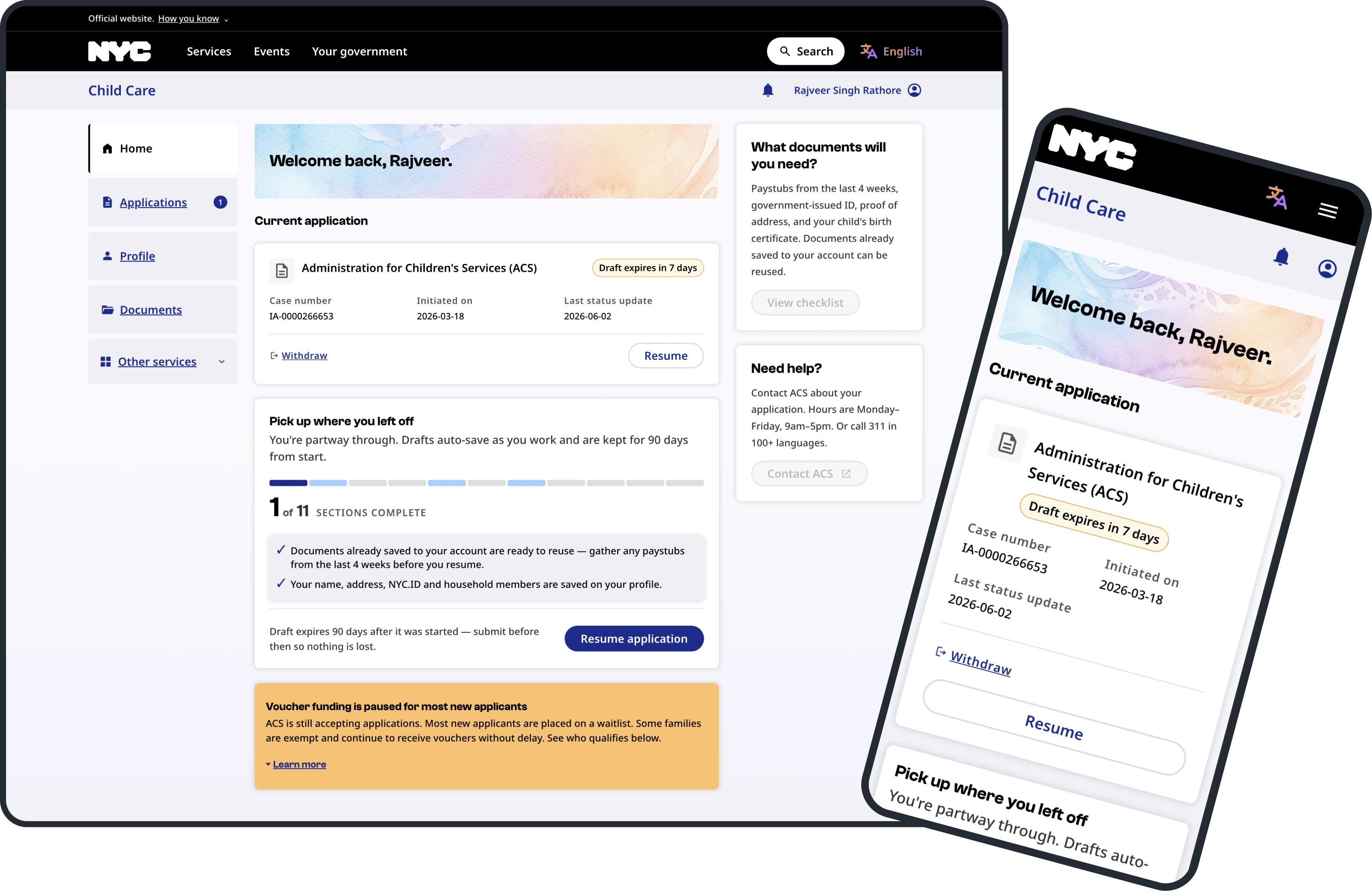Rebuilding the Child Care portal